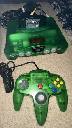 Nintendo 64 Funtastic Jungle Green Console With Expansion Pak & WWF No Mercy 