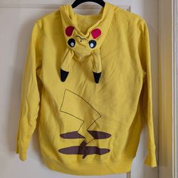 Pokemon Pikachu Kids Hoodie– Yellow Zip Up Jacket with 3D Ears - Costume Sweater