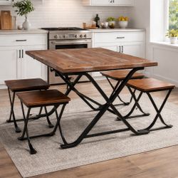 Five Piece Dining Set, which includes a rectangular table and four backless stools