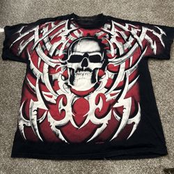 Vintage Liquid Blue Red Grey Skull T-shirt Size XL New