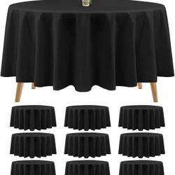 10 Packs Premium Round Tablecloth 90 Inch Black Polyester Table Cloth Bulk Washable Polyester Fabric Tablecloths Table Cover for Wedding Party Banquet