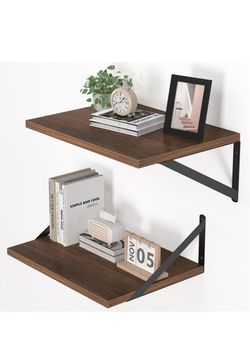 16W x 12D Deep Floating Shelves Set of 2 Walnut
