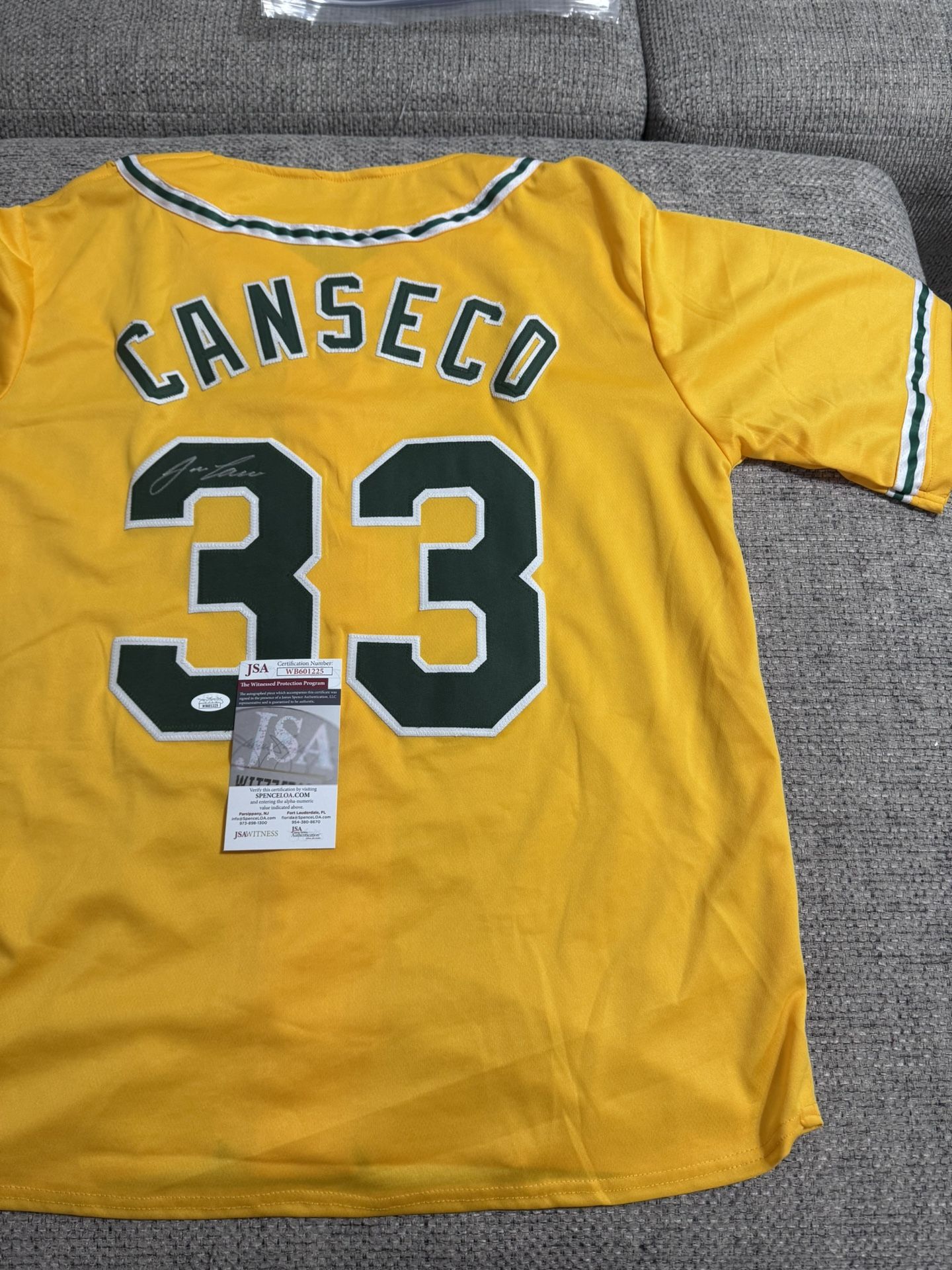 Jose Canseco Signed Autograph Custom Jersey - JSA COA - Oakland A’s