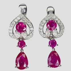 Heated Ruby 7x5mm Simulated Cz Gemstone 925 Sterling Silver Jewelry Earrings