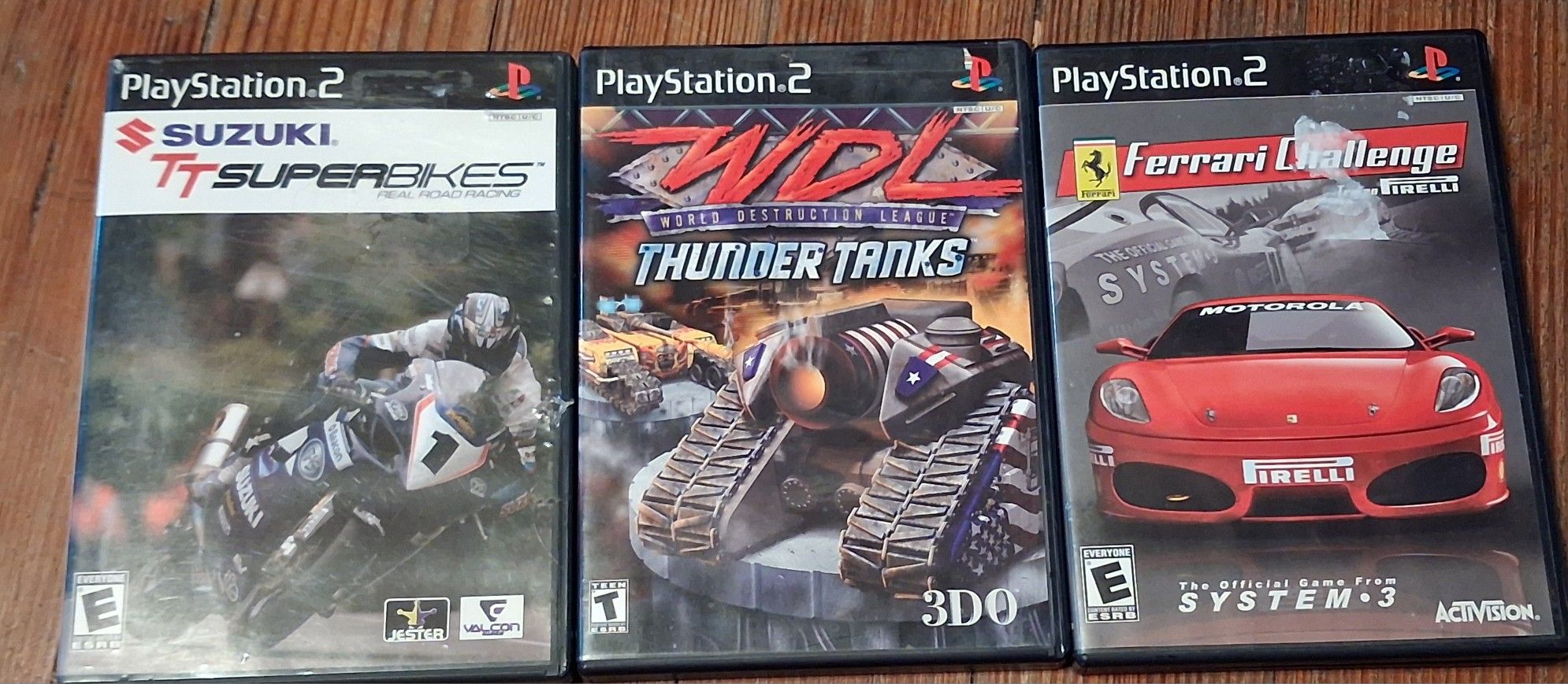 Playstation 2 Video Game Lot Of 2 Suzuki Thunder Tanks Ferrari Challange