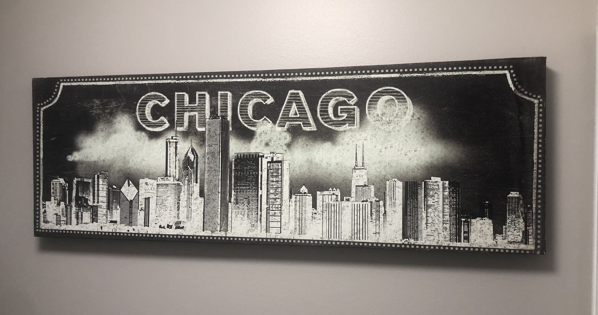 Chicago Skyline Wall Art Canvas (36”W And 12”H)