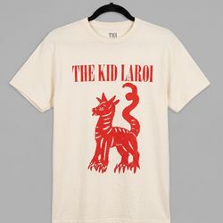 The Kid Laroi Size L Tee Shirt NEW Short Sleeve Cream Red Sketch