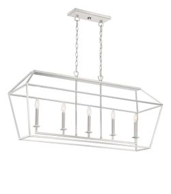 5 Light 42 inch Polished Nickel Island Chandelier Ceiling Pendant Light