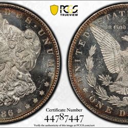 1886 PCGS/MS64DMPL/CAC Morgan Silver Dollar 