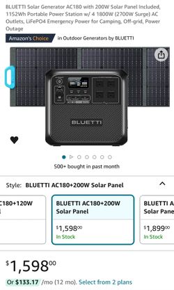 BLUETTI Solar Generator AC180 w/ 200W Solar Panel for Sale in Long Beach,  CA - OfferUp