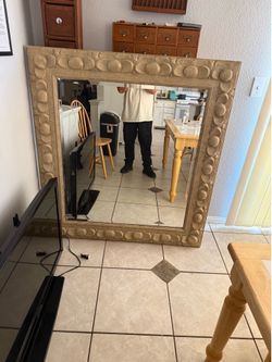FRAMED BEVELED MIRROR 4’ X 4’