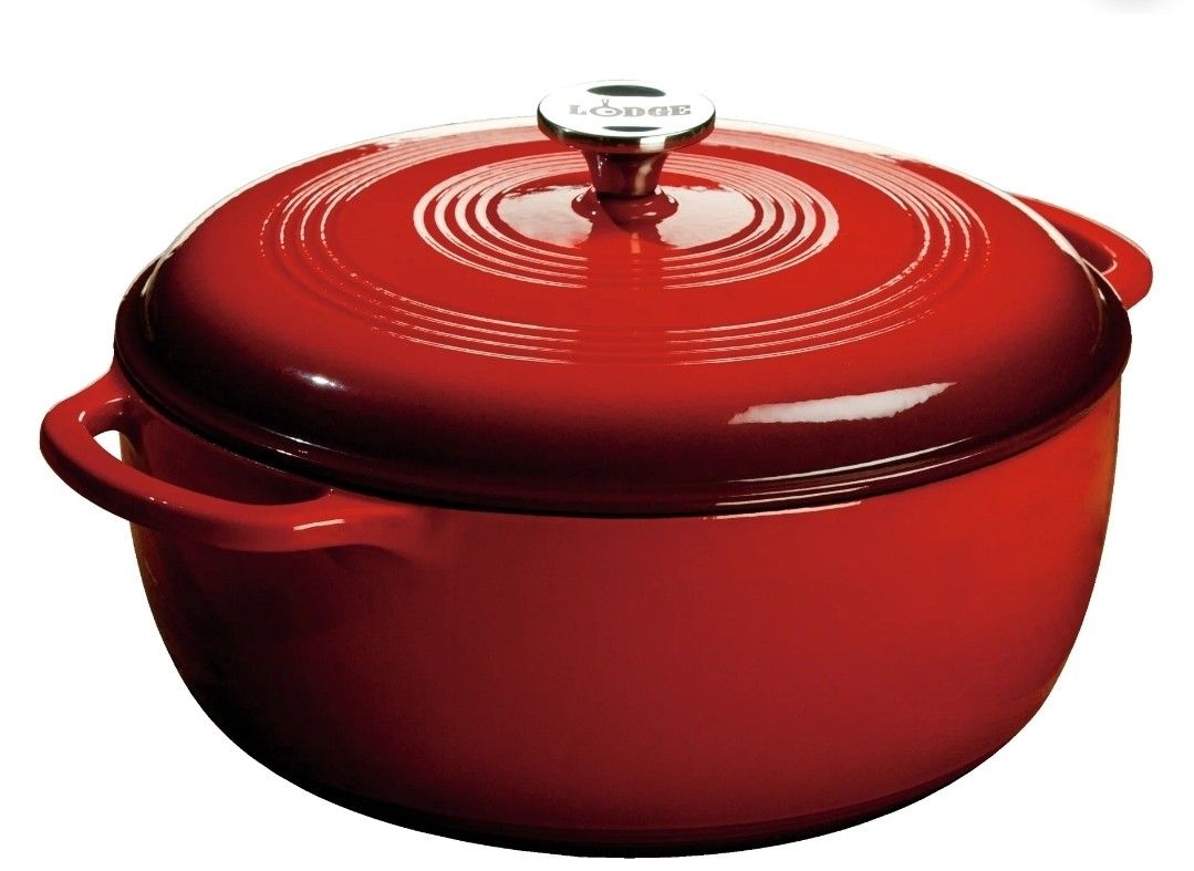 Lodge 7.5 QT Dutch Oven Pristine Outside Seasoning Marks Inside