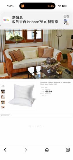 2PCS Qnoon Queen Bed Pillows Hotel Collection Fluffy Support for Sleeping