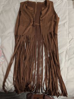 Women's cowgirl hippie vest with fringe 70s costume