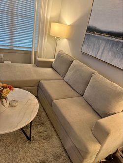 L-Shaped Beige Couch