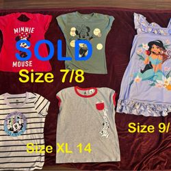 Disney Shirts Size 7/8 and XL 14 and Pijama Dress Size 9/10