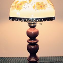 Vintage Hand Painted Hurricane. Lamp 