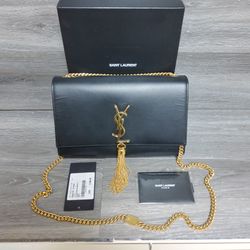 Saint Layrent Smooth Calfskin Monogram Kate Tassel Medium Bag Authentic 