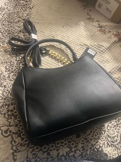 Black Handbag with Gold Chain Strap