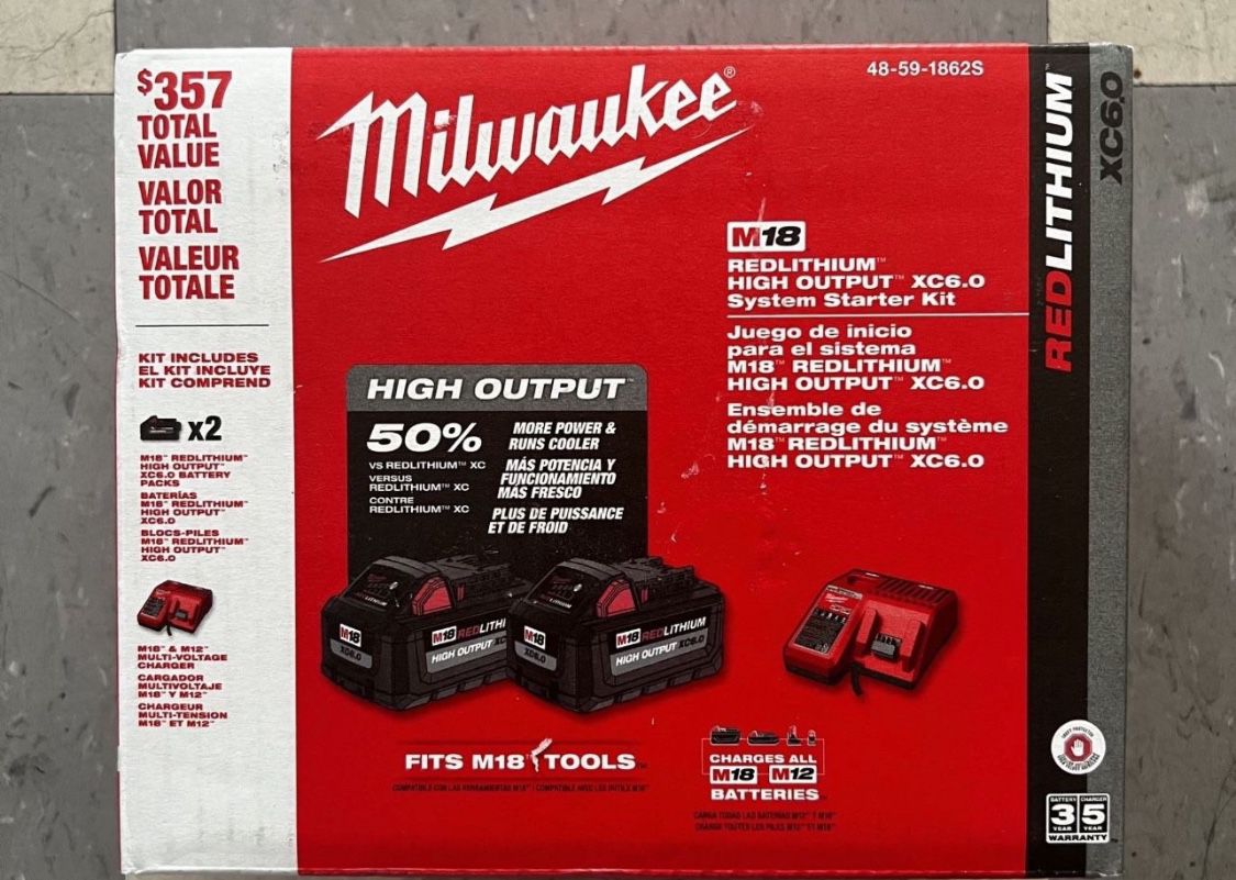 Milwaukee M18 18-Volt Lithium-Ion High Output Starter Kit with Two 6.0 Ah  Battery and Charger Price Firm for Sale in Ontario, CA OfferUp