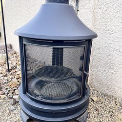 2-in-1 outdoor metal chiminea fire pit that also functions as a BBQ grill. $200 OBO