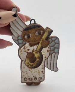 Vintage St. Andrew's Priory Handmade Ceramic Angel Christmas Ornament