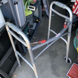 Deluxe Two Button Folding Walker with 5" Wheels 