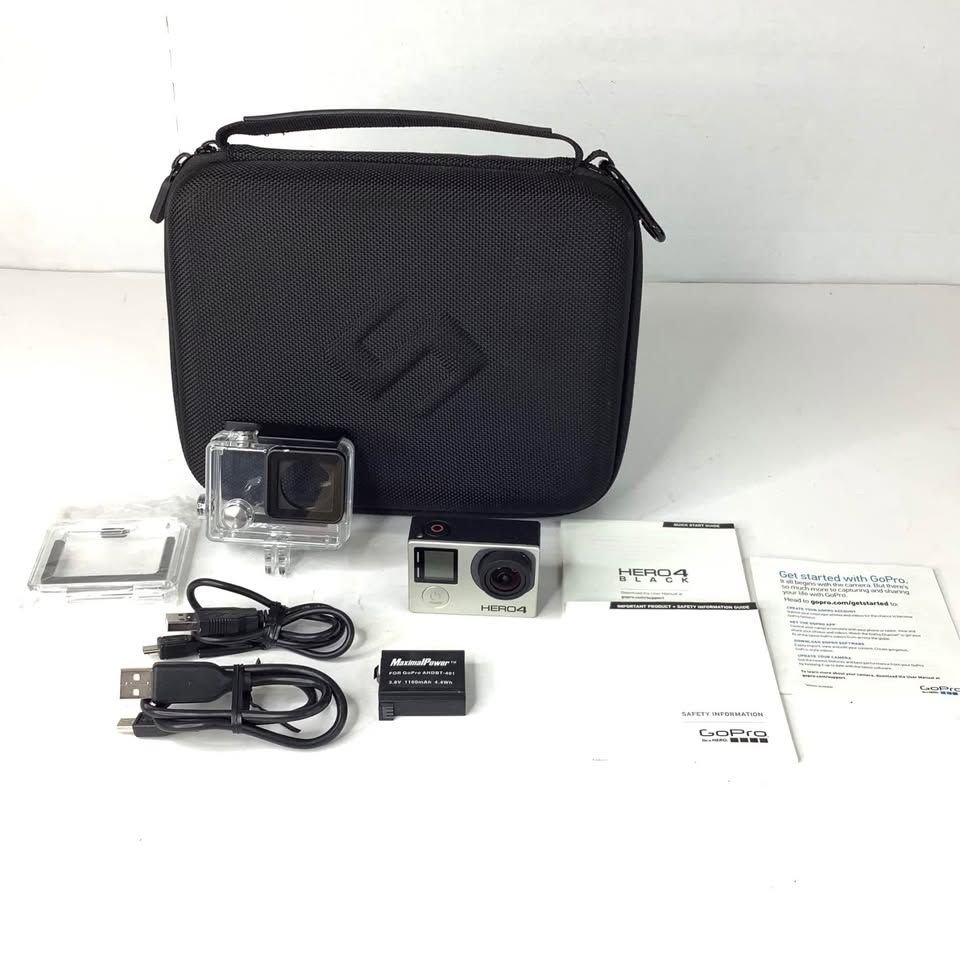 GoPro HERO4 Black Camera With Charger And 3 Batteries With Housing Case Water Proof