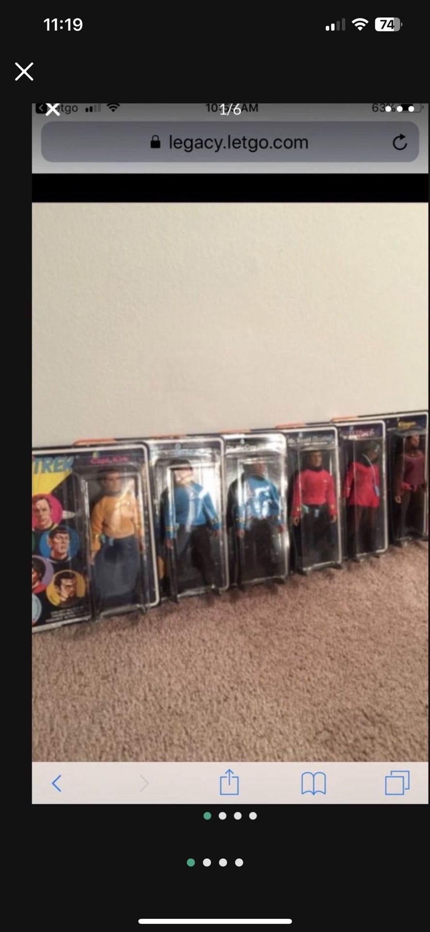 Mego 1974 Original Star Trek Figures ALL 6 Figures In The Original Sealed unopened packages