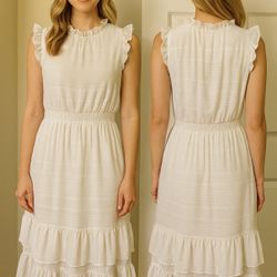 Avec Les Filles white tiered dress women’s size 6 
