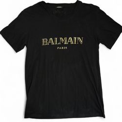 Authentic Balmain Gold Foil Logo Tee / Autumn/winter 2016 Collection Mens XL