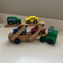 Melissa & Doug Wood Classic Toy Car Carrier For Kids Toddlers 