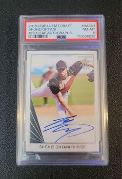 🔥Pop 1 PSA 8 on card Auto Rc Shohei Ohtani 2018 Leaf Ultimate Draft 1990 Rookie Autographs
