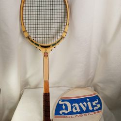 Vintage T.A. DAVIS Classic II Clasiden Wood Fiberglass Laminated Tennis Racquet 