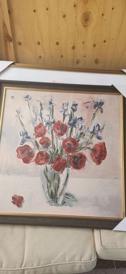 Framed Floral Oil Painting