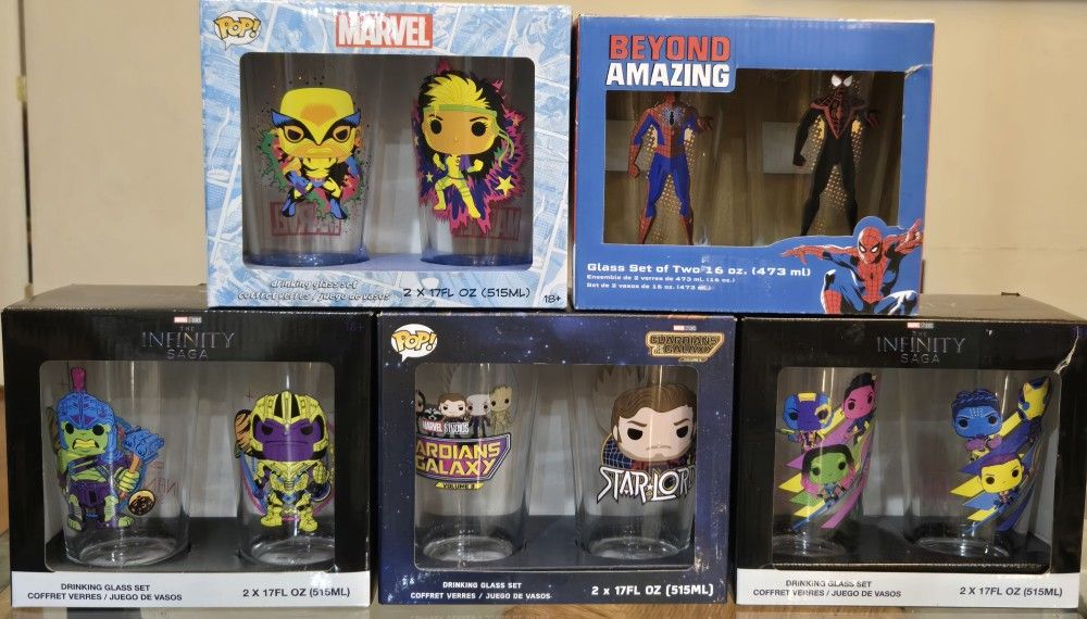 Marvel Drinking Pint Glass Set Collection