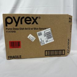 #69 Pyrex Deep 9 x 13" Rectangular Glass Baking Dish W/Blue Spruce Lid 