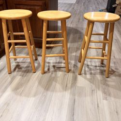 3 Wooden Bar Stools