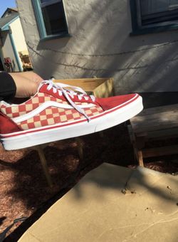 Checkered vans red