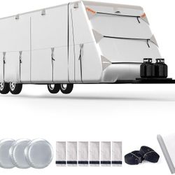 SELIMON 300D Top Travel Trailer RV Cover with Waterproof PU Coating Rip-Resistent & Anti-UV Winter Camper Cover Fits 24' to 27' Travel Trailer
