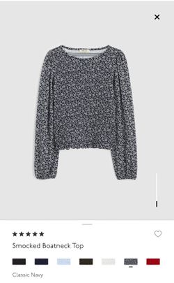Madewell Smocked Boatneck Top(xxs)