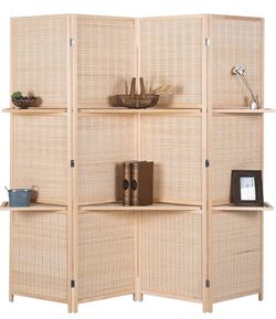 RHF 6FT Extra-Wide Folding Room Divider – Beige, 4 Panels