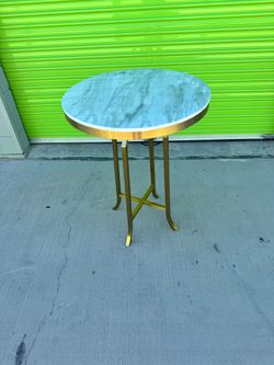 Harp & Final FILLMORE BAR TABLE | Brushed Gold Finish on Metal with Veneer Marble Top