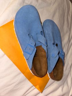 Boston Suede baby blue clogs Men’s 9