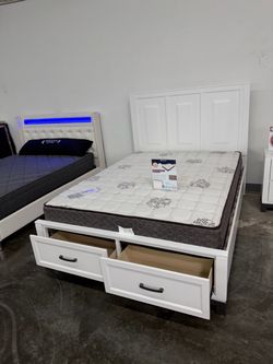 New Queen bed frame with mattress