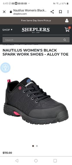 Size 10..NAUTILUS WOMEN'S BLACK SPARK WORK SHOES - ALLOY TOE