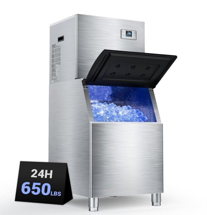 650Lbs/24h Commercial Ice Maker MachineStorage 400LbsIce Ready in 5 15 minwith Self Cleaning Mode & Timing Function201 Stainless Steel Industrial