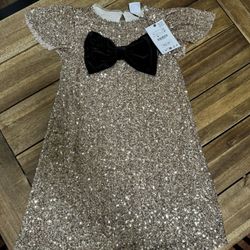 New. Zara. Girls. Size 8y.   Gold Sequin Dress 