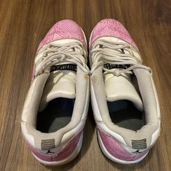 Pink And White Retro 11S Low Top Snake Print