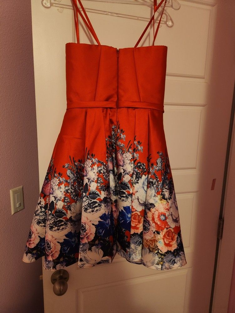 Red Floral Homecoming Dress 